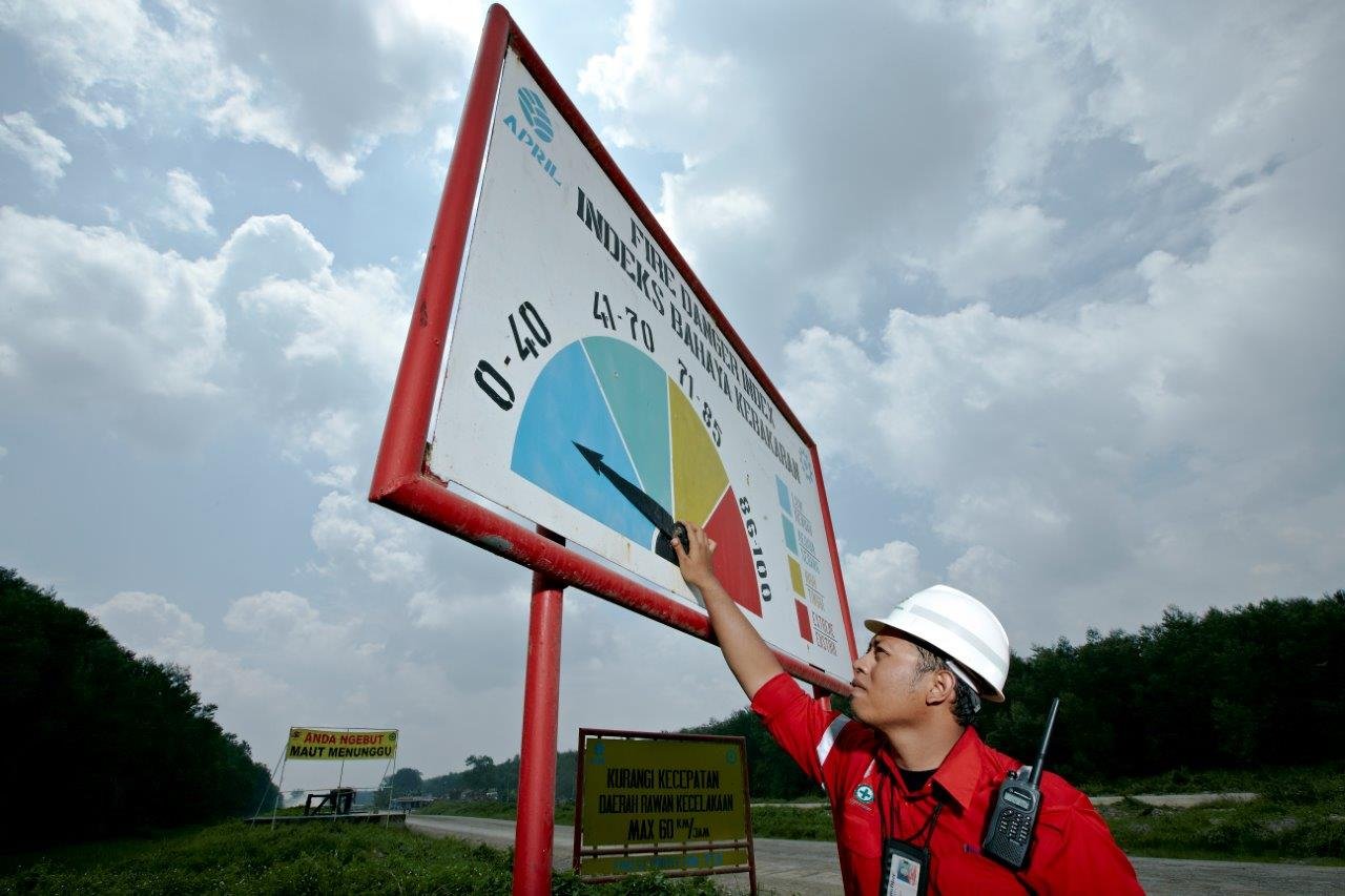 APRIL Fire Fighter monitors fire danger rating 